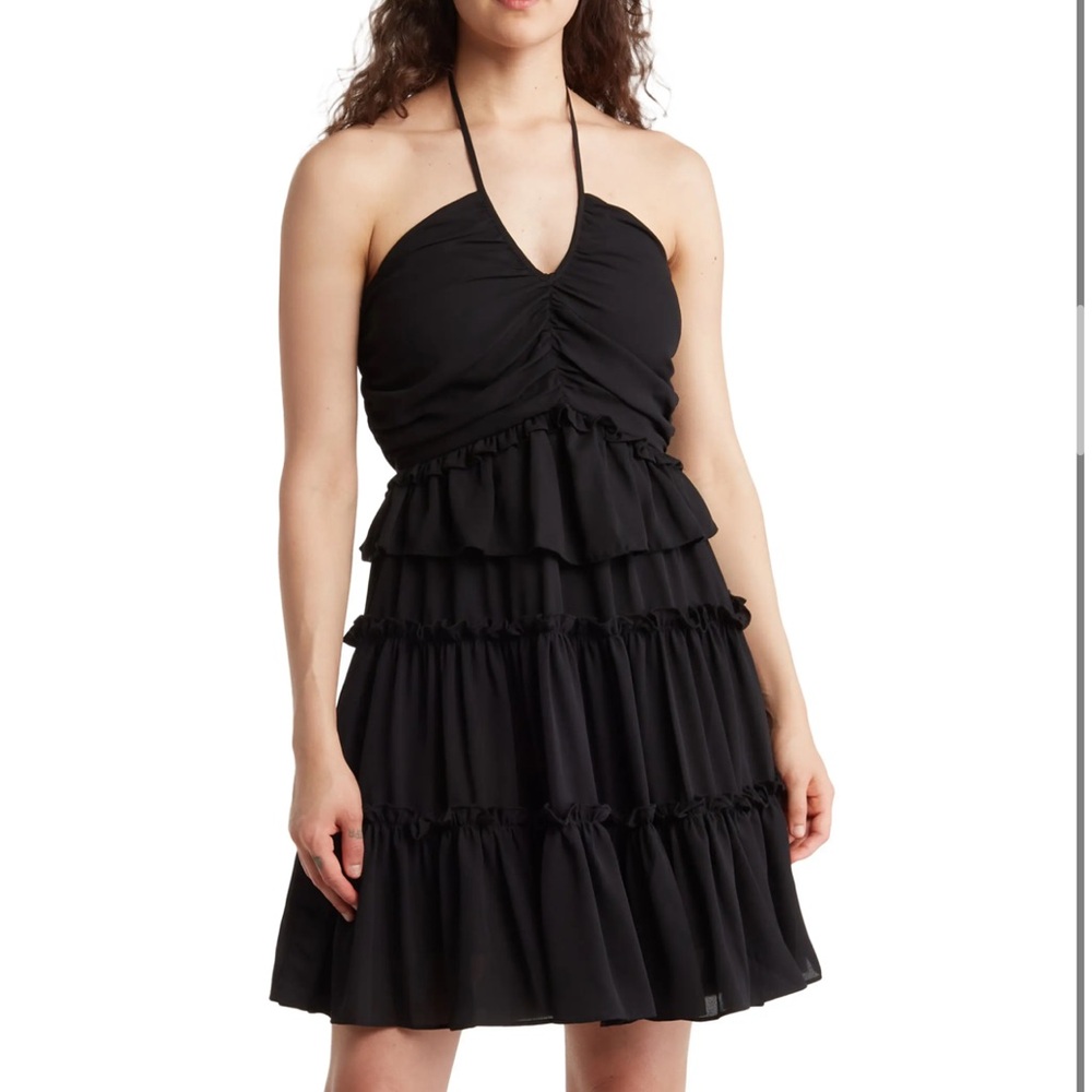 Nicole Miller Halter Neck Ruffle Tiered Dress
 
VERY BLACK, Size 10